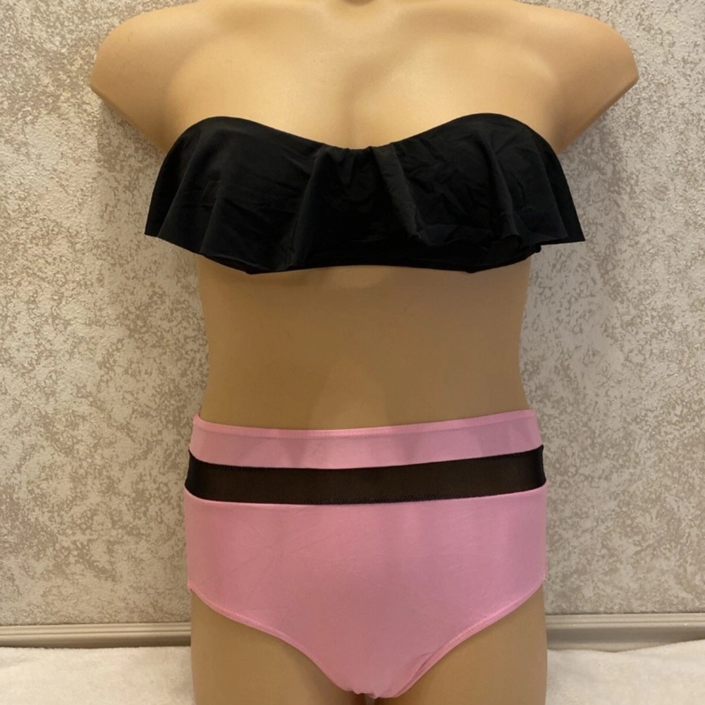 No Boundaries Black and Pink Bikini